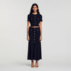 Venice Pointelle Knit Maxi Skirt Black