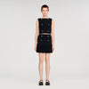 Short Pleated Knit Skirt Black