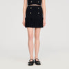 Short Pleated Knit Skirt Black