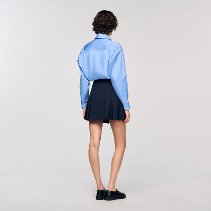 Theanis Short striped pleated skirt Navy Blue