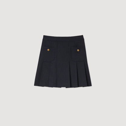 Theanis Short striped pleated skirt Navy Blue
