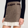 Leiana Short Skirt With Frill And Belt Brown