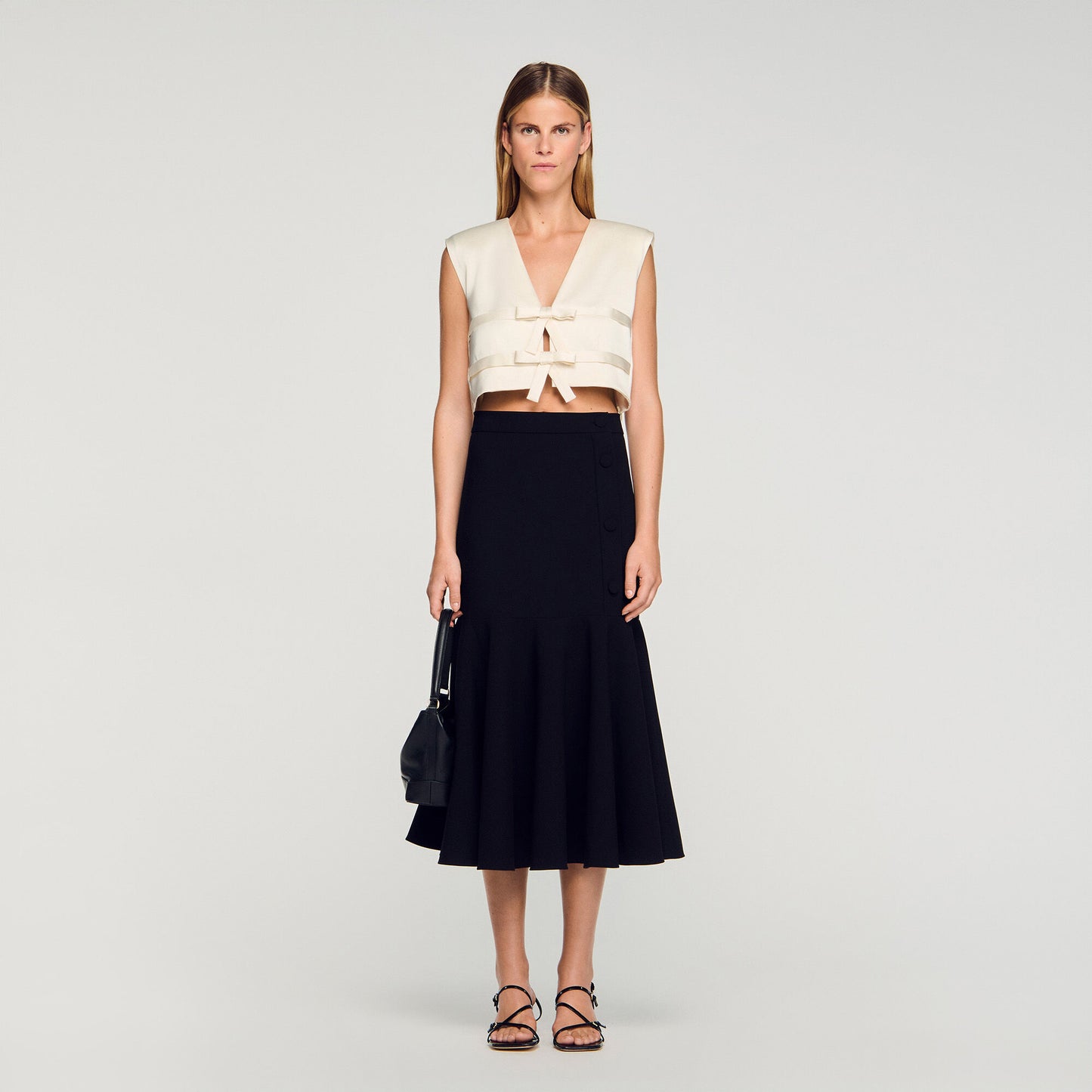 Amorea Long Ruffled Skirt Black