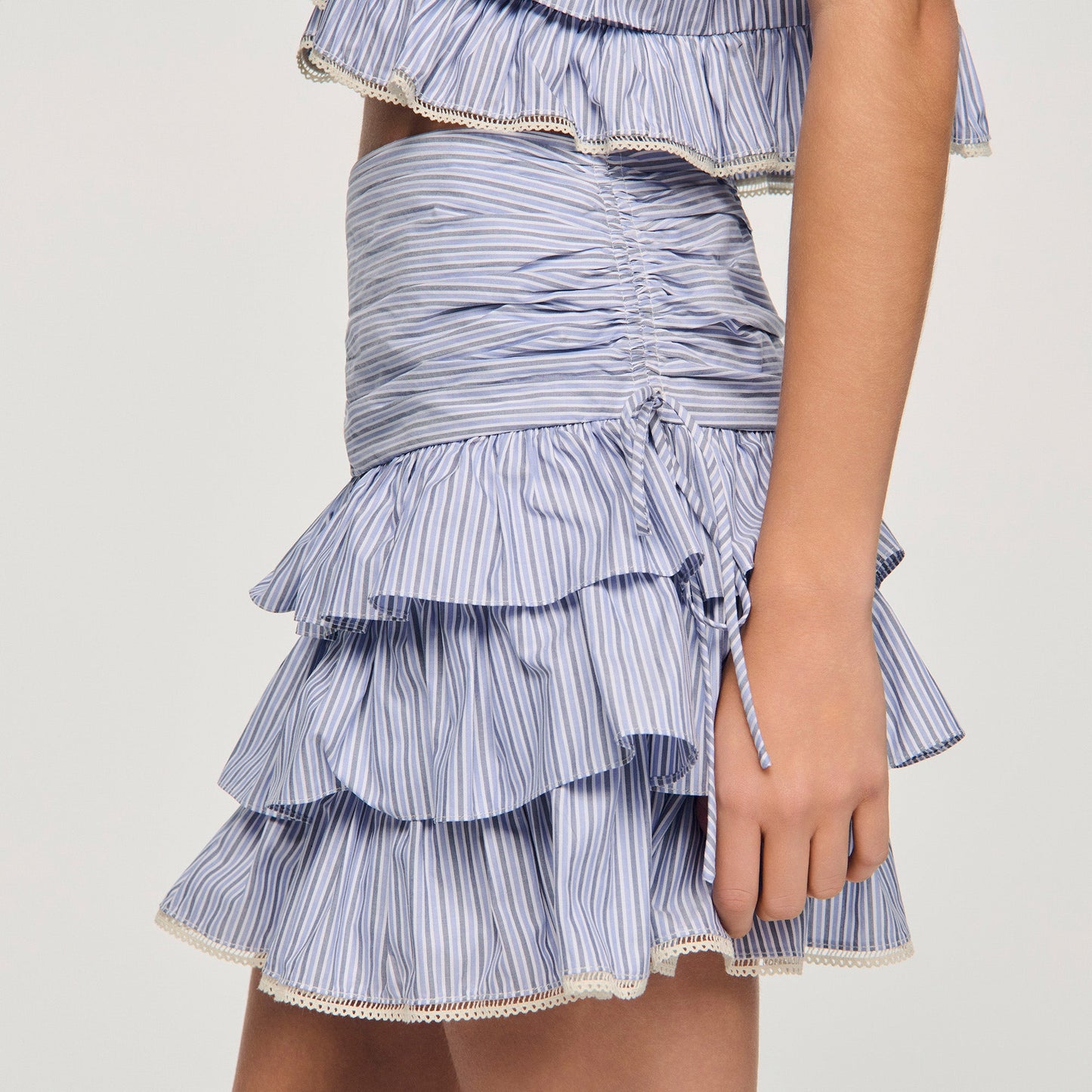 Margaret Short Striped Ruffled Skirt BLEU / MARINE