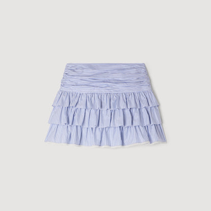 Margaret Short Striped Ruffled Skirt BLEU / MARINE