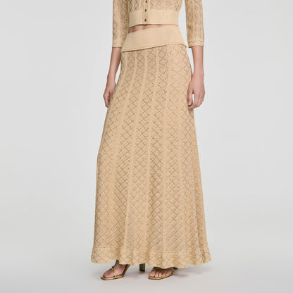 Leslie Long rhinestone knit skirt Vanilla
