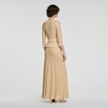 Leslie Long rhinestone knit skirt Vanilla