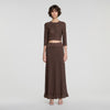 Leslie Long rhinestone knit skirt Brown