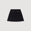 Lydie Rhinestone Embroidered Knit Skirt Black