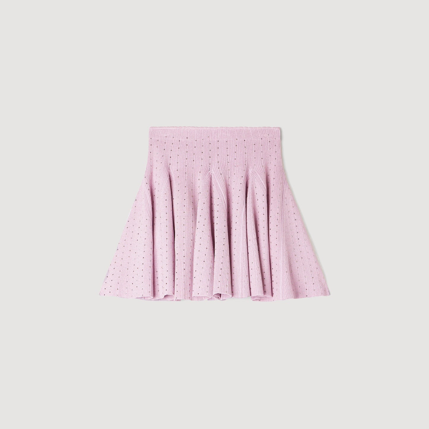 Tea Short Rhinestone Knit Skirt Mauve