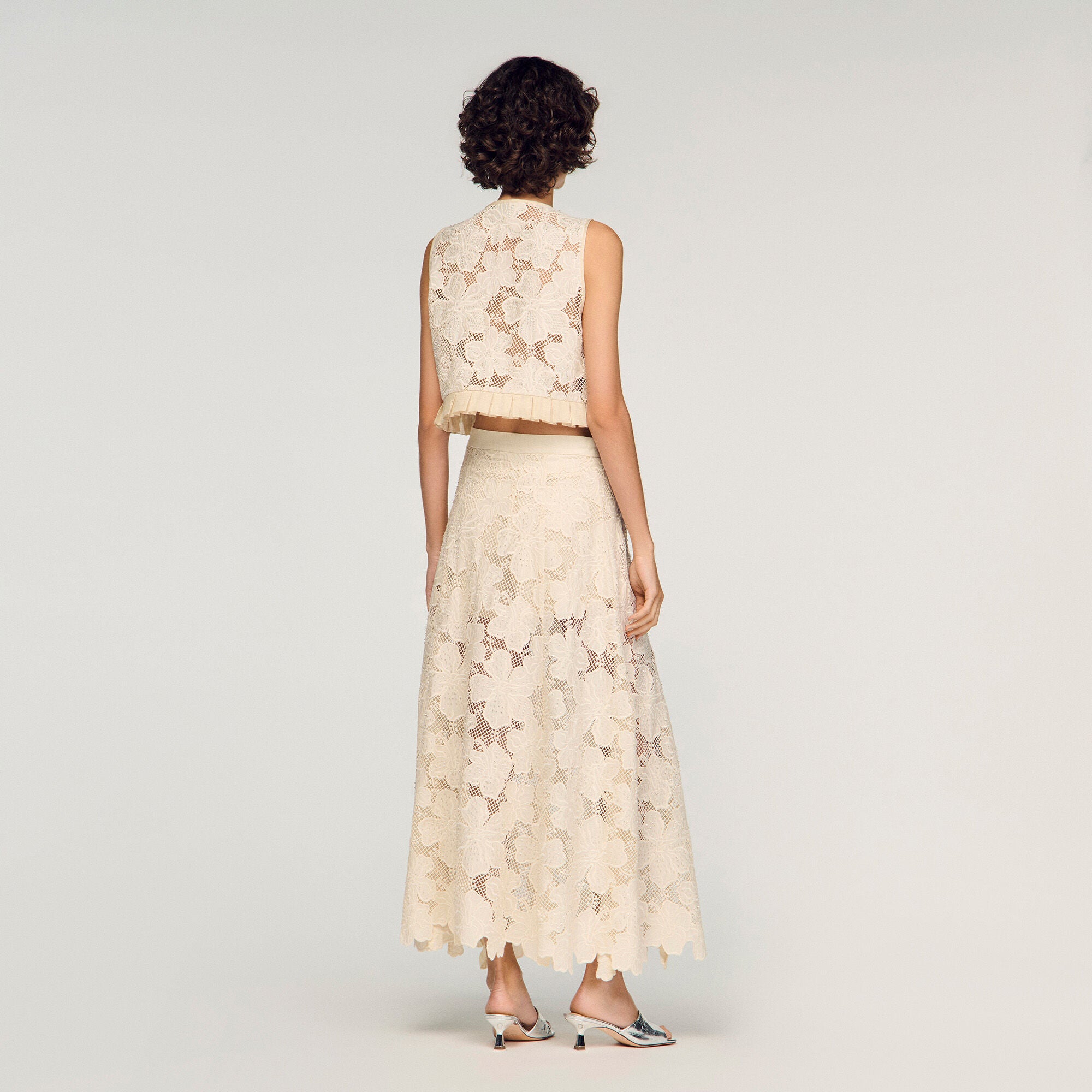 Amaya Long Guipure Skirt Ecru