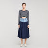 Sannie Mixed-Material Maxi Skirt Navy Blue