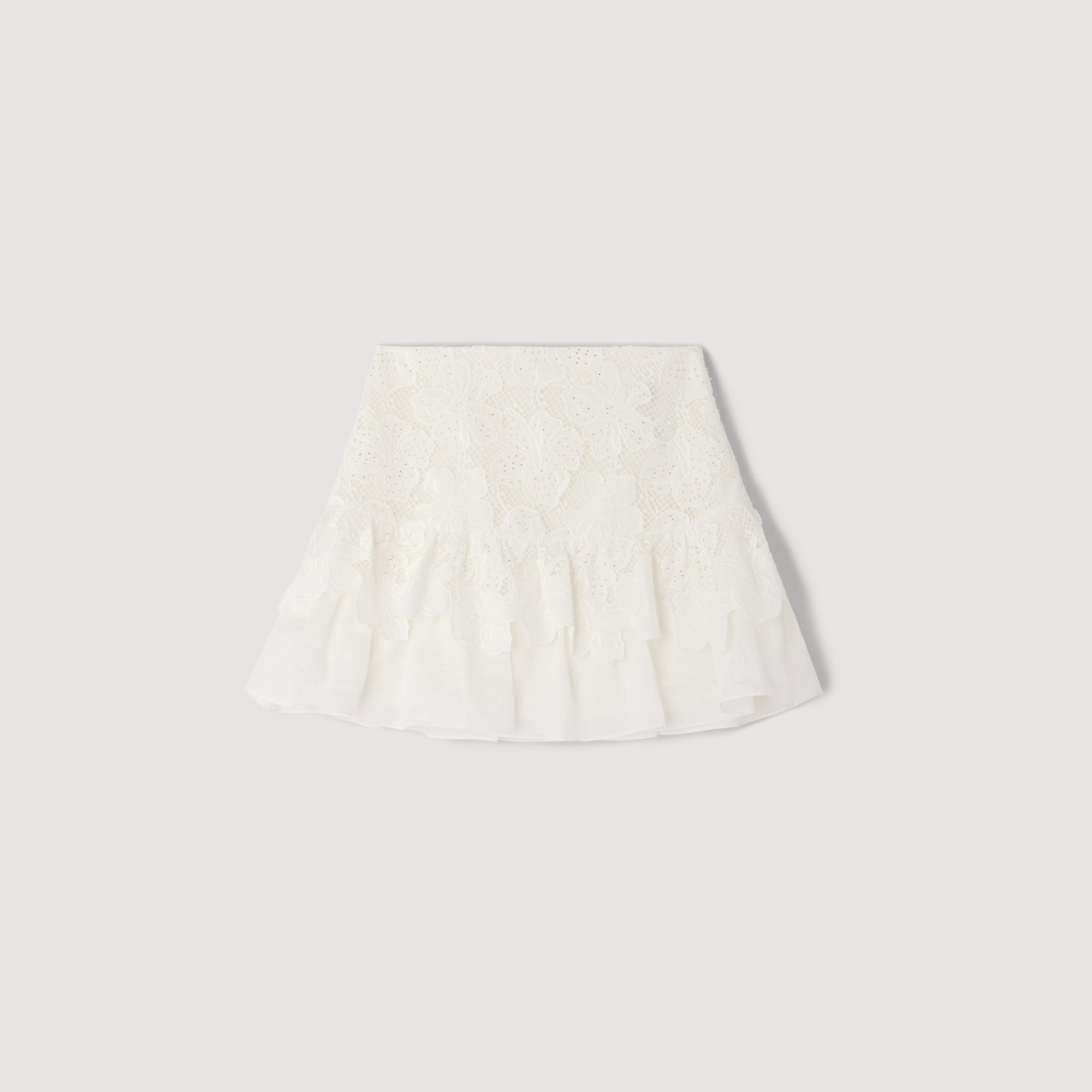 Nayla Short Guipure Skirt White