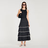 Pulco Long Ruffled Rhinestone Skirt BLACK