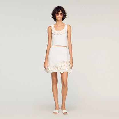 Corolle Short Floral Knit Skirt White