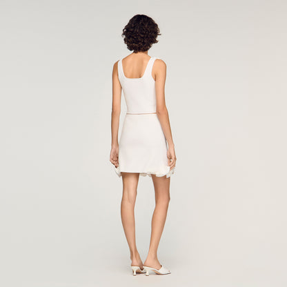 Corolle Short Floral Knit Skirt White