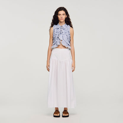 Aleonor Long Poplin Skirt With Ties White