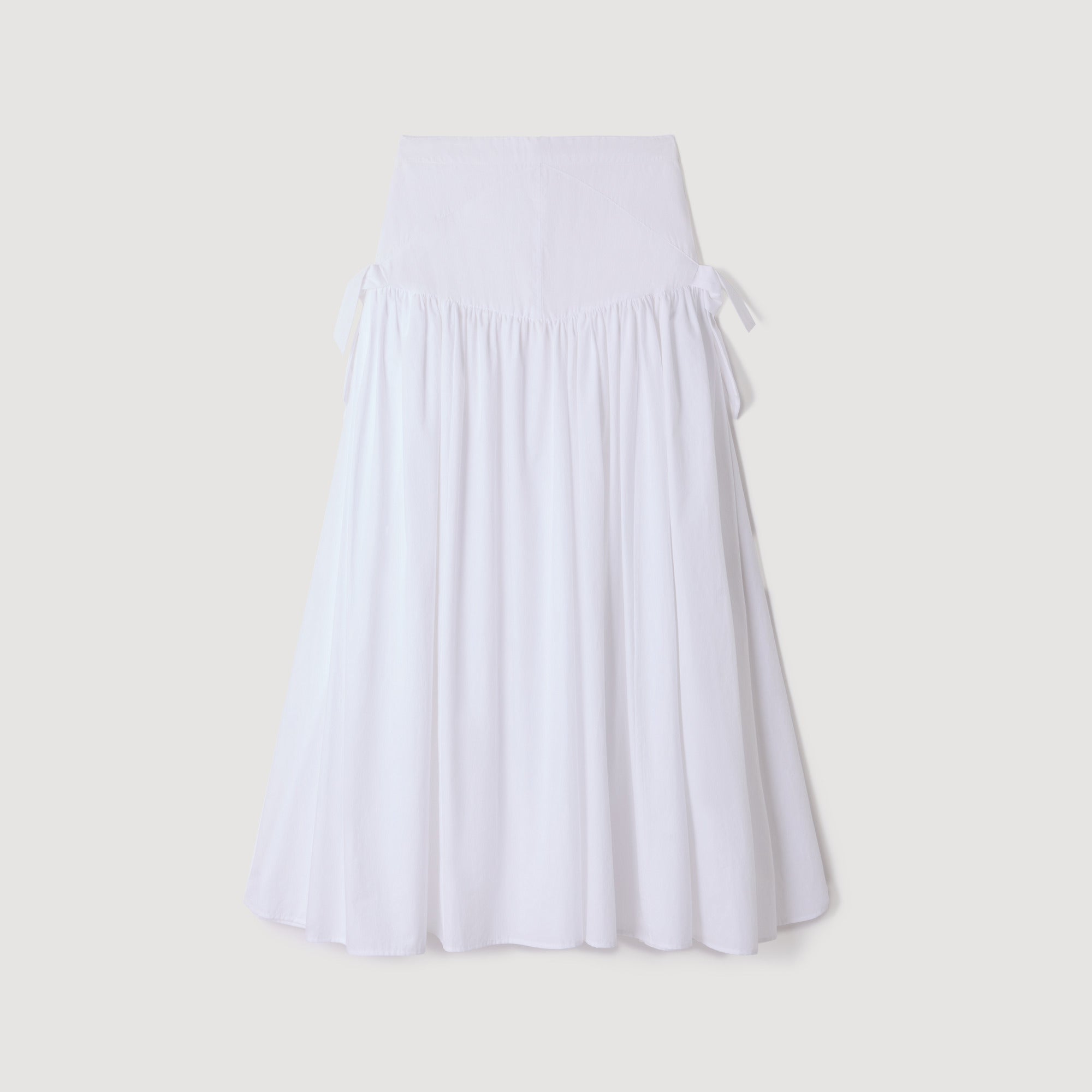Aleonor Long Poplin Skirt With Ties White