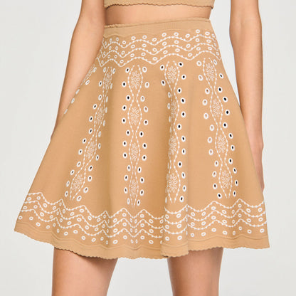 Amalfi Short Skirt With Scarf Embroidery Beige