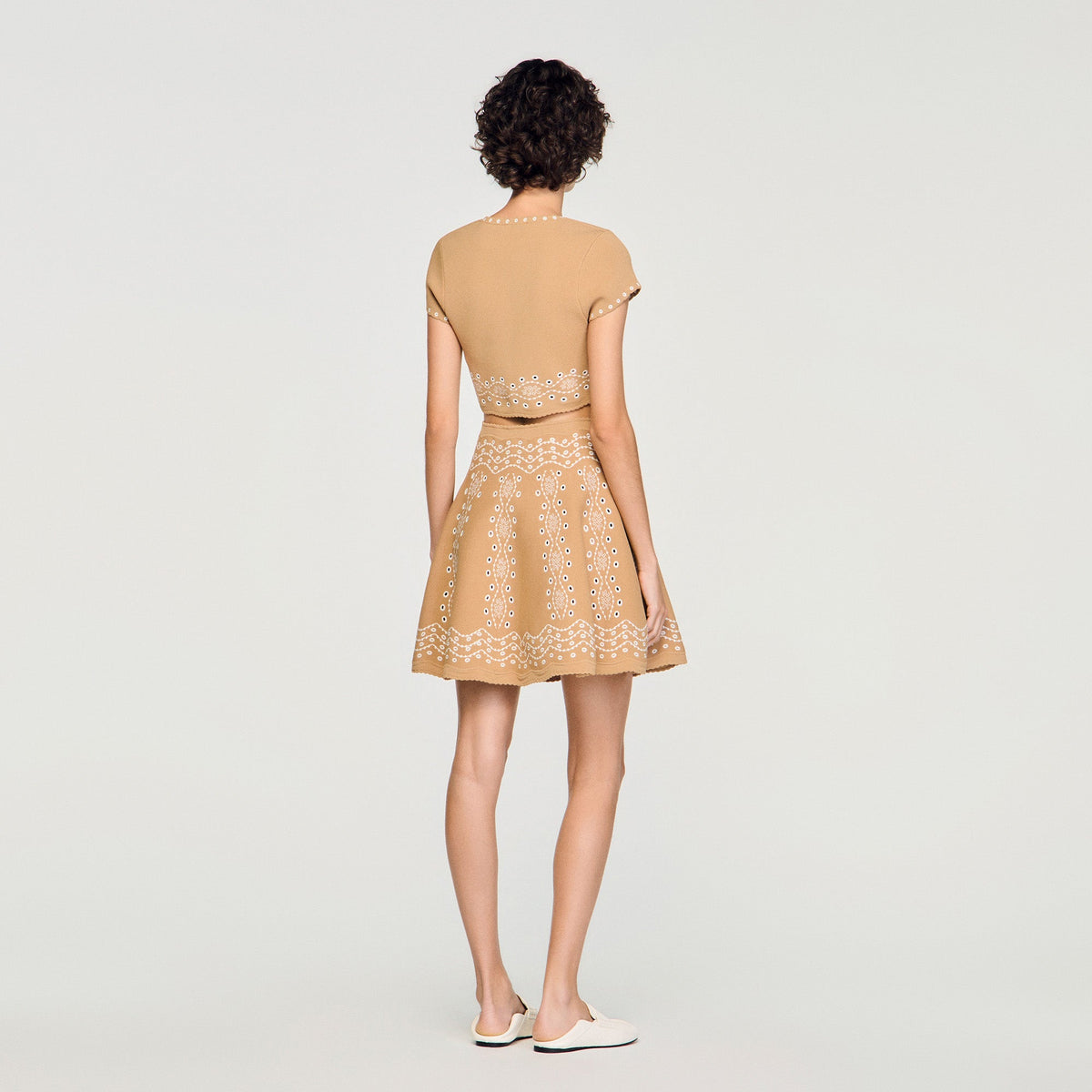 Amalfi Short Skirt With Scarf Embroidery Beige