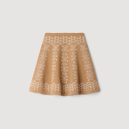 Amalfi Short Skirt With Scarf Embroidery Beige