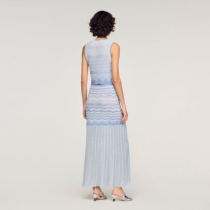 Davinna Long Decorative Knit Skirt Sky Blue