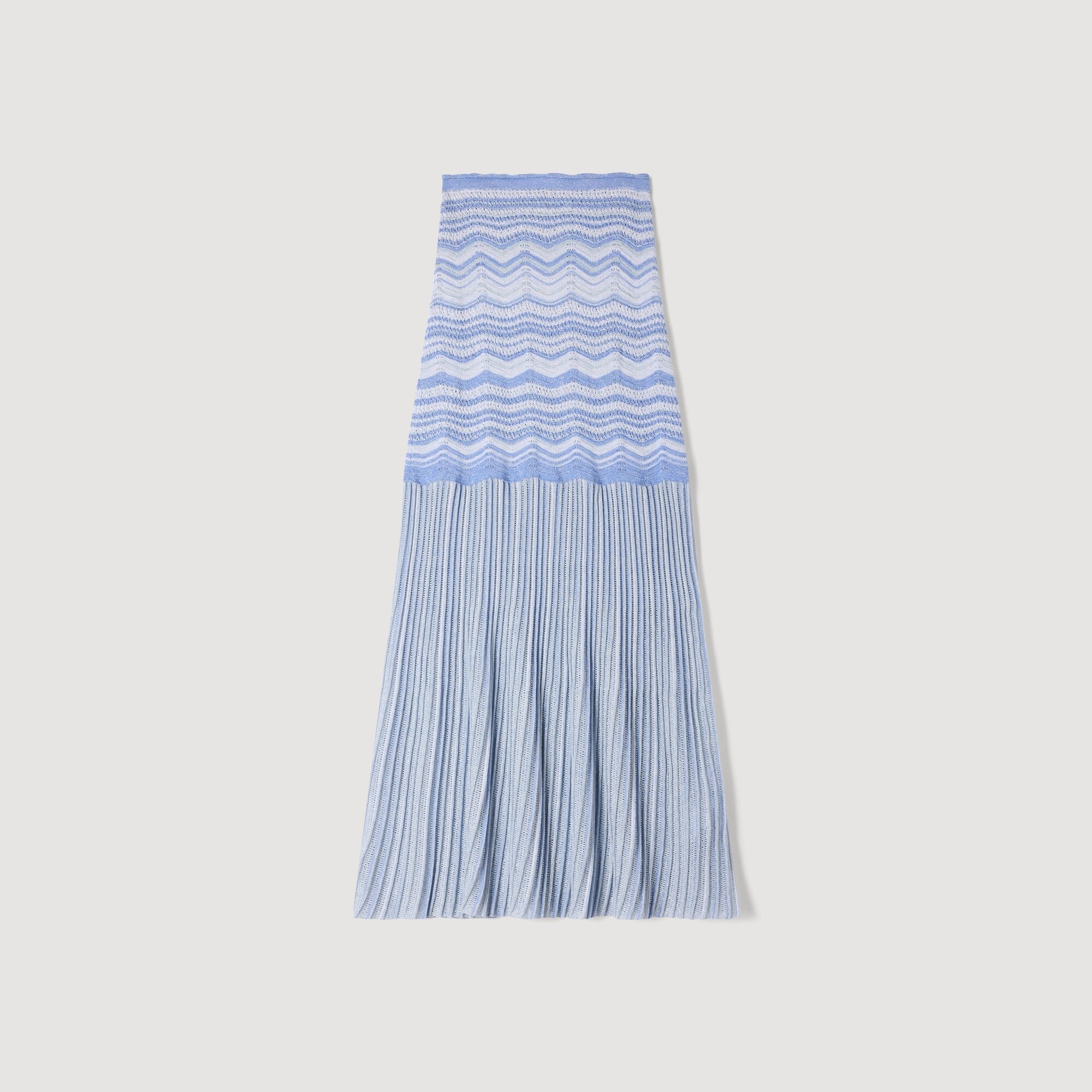 Davinna Long Decorative Knit Skirt Sky Blue