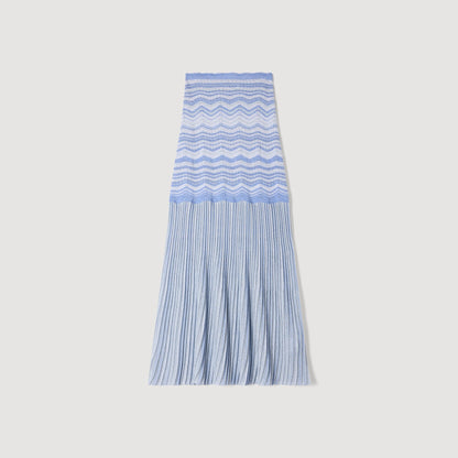 Davinna Long Decorative Knit Skirt Sky Blue