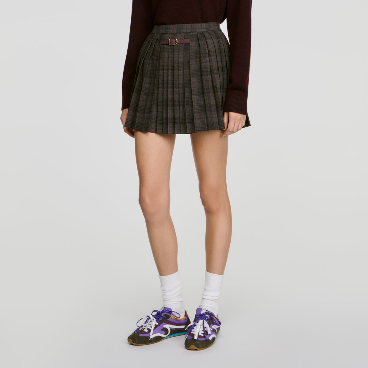 Kayla Checked pleated skirt Dark Grey