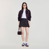 Cedriala Short pleated wool skirt Brown