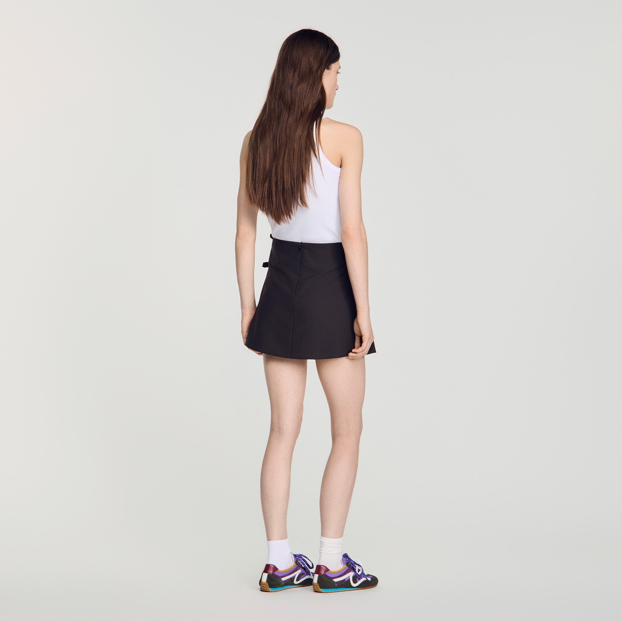 Cedriala Short pleated wool skirt Brown