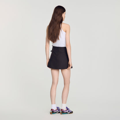 Cedriala Short pleated wool skirt Brown