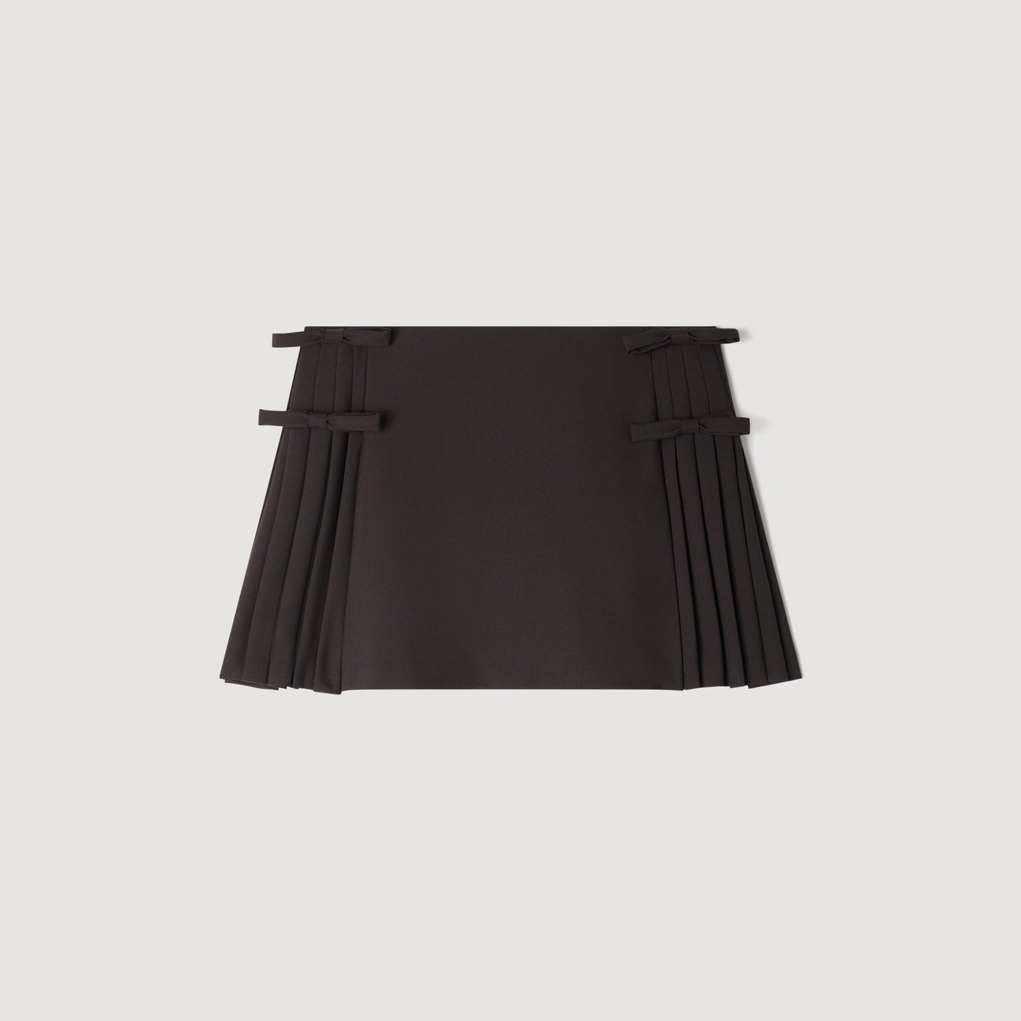 Cedriala Short pleated wool skirt Brown