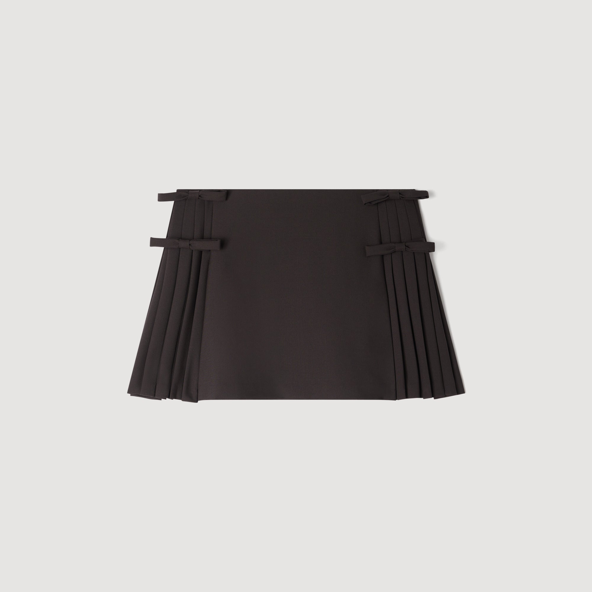 Cedriala Short pleated wool skirt Brown