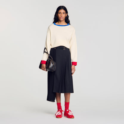 Cecilia Long asymmetrical pleated skirt Black