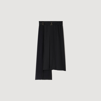 Cecilia Long asymmetrical pleated skirt Black