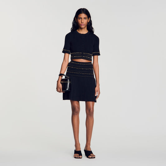Loria Short skirt with tassels Black