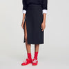 Rivermissa Mid-length slit wool skirt Black