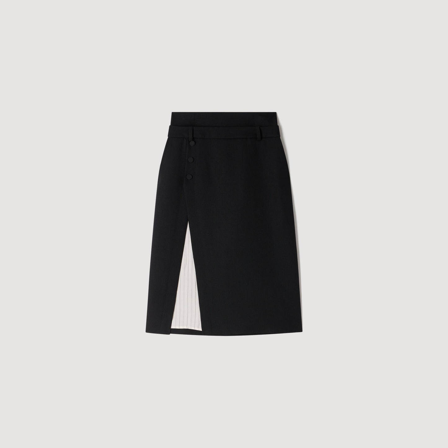 Rivermissa Mid-length slit wool skirt Black