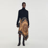 Portobello Asymmetrical scarf print skirt Black / Ocher