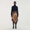 Portobello Asymmetrical scarf print skirt Black / Ocher