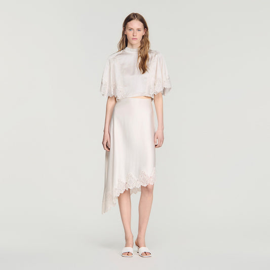 Plume  Knit Skirt Ecru