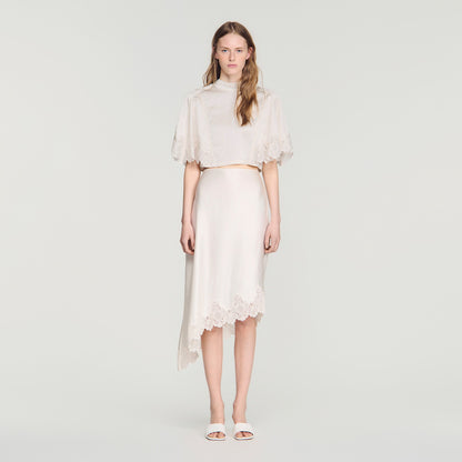 Plume  Knit Skirt Ecru