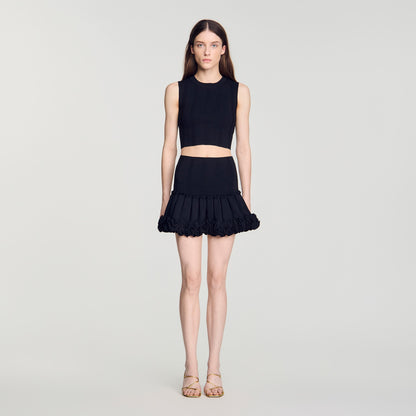 Noella Short ribbed knit skirt Black