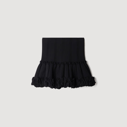 Noella Short ribbed knit skirt Black