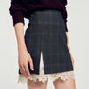 Poesa Short skirt with lace panel Grey