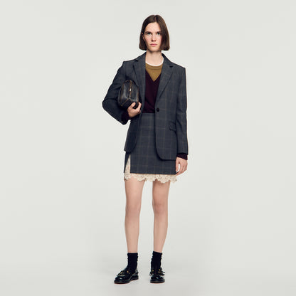 Poesa Short skirt with lace panel Grey