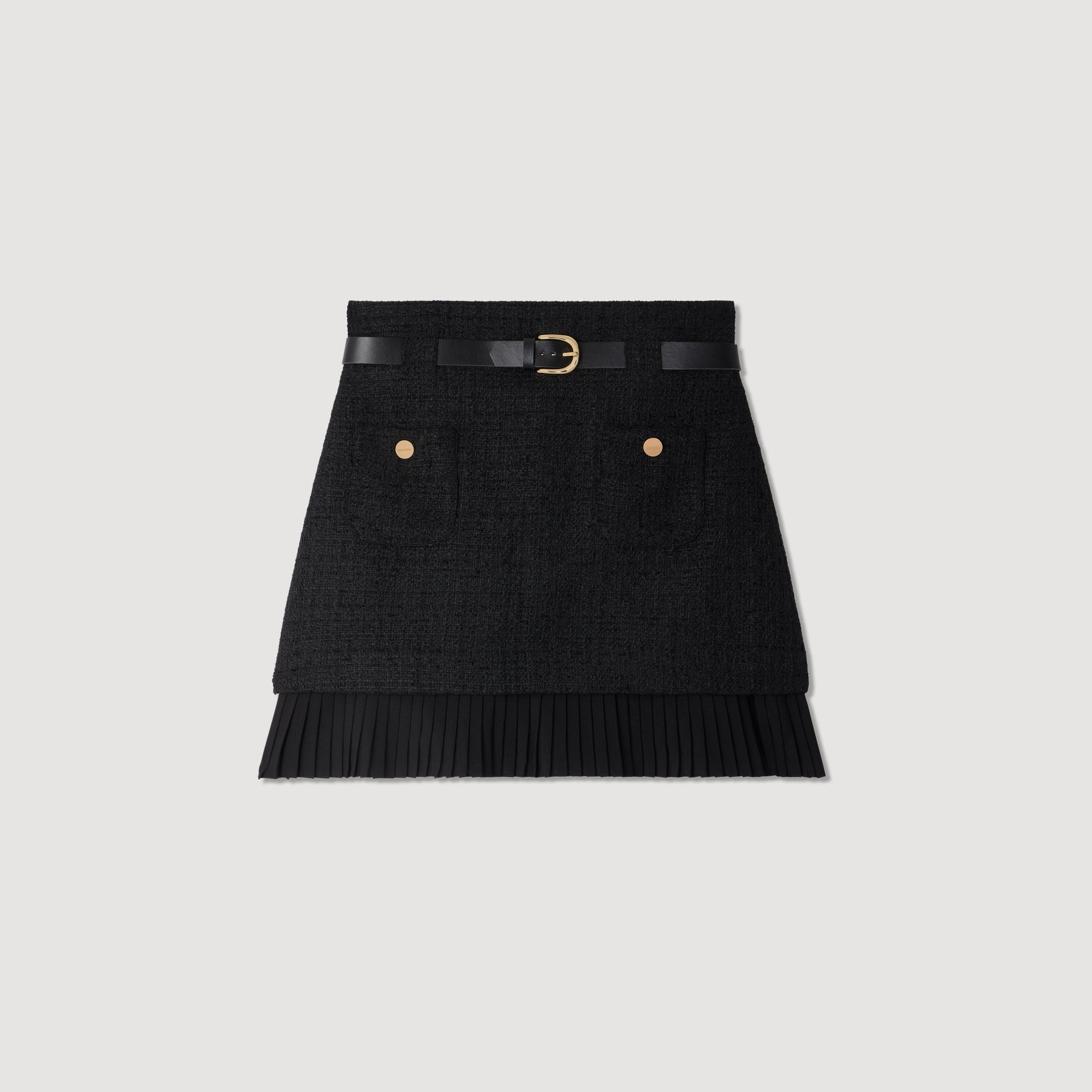 Edma 2-in-1 tweed skirt Black