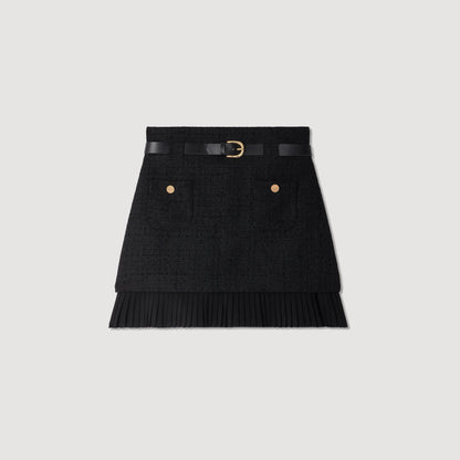 Edma 2-in-1 tweed skirt Black