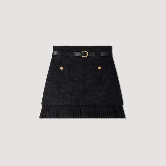 Edma 2-in-1 tweed skirt Black